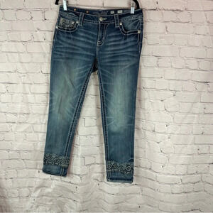 Miss me signature jeans cuffed skinny embroidered cuff sz 30 western boho